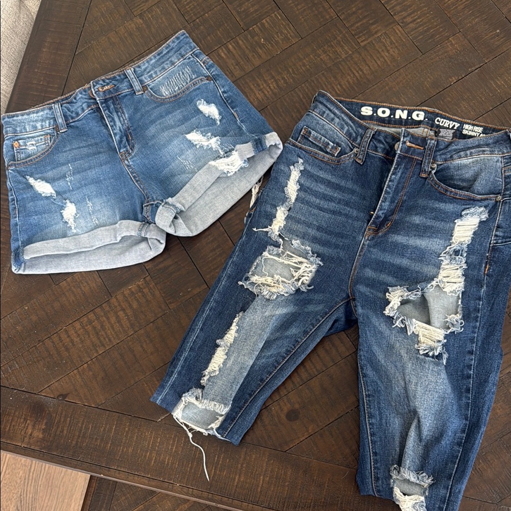 Distressed Denim Shorts and Jeans